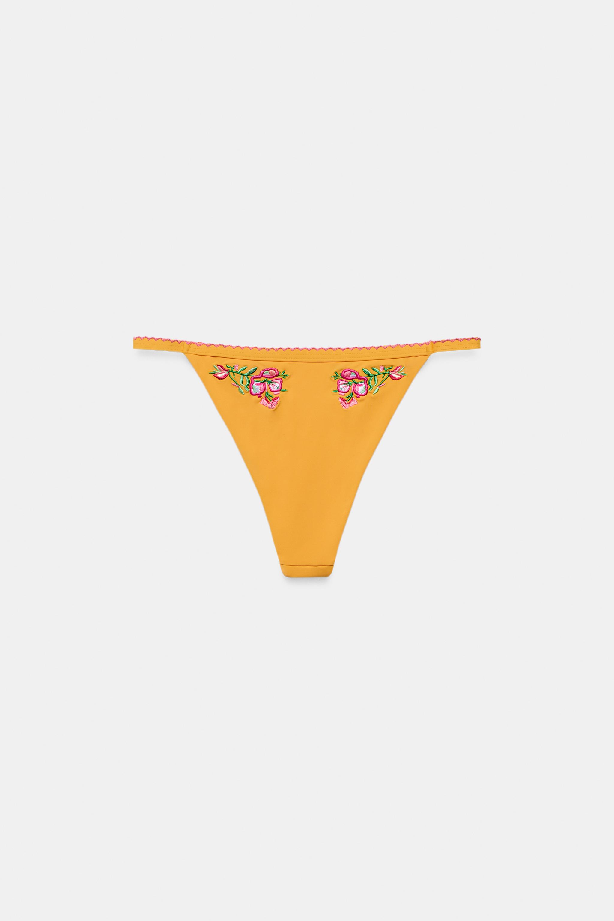 EMBROIDERED FLORAL BIKINI BOTTOMS